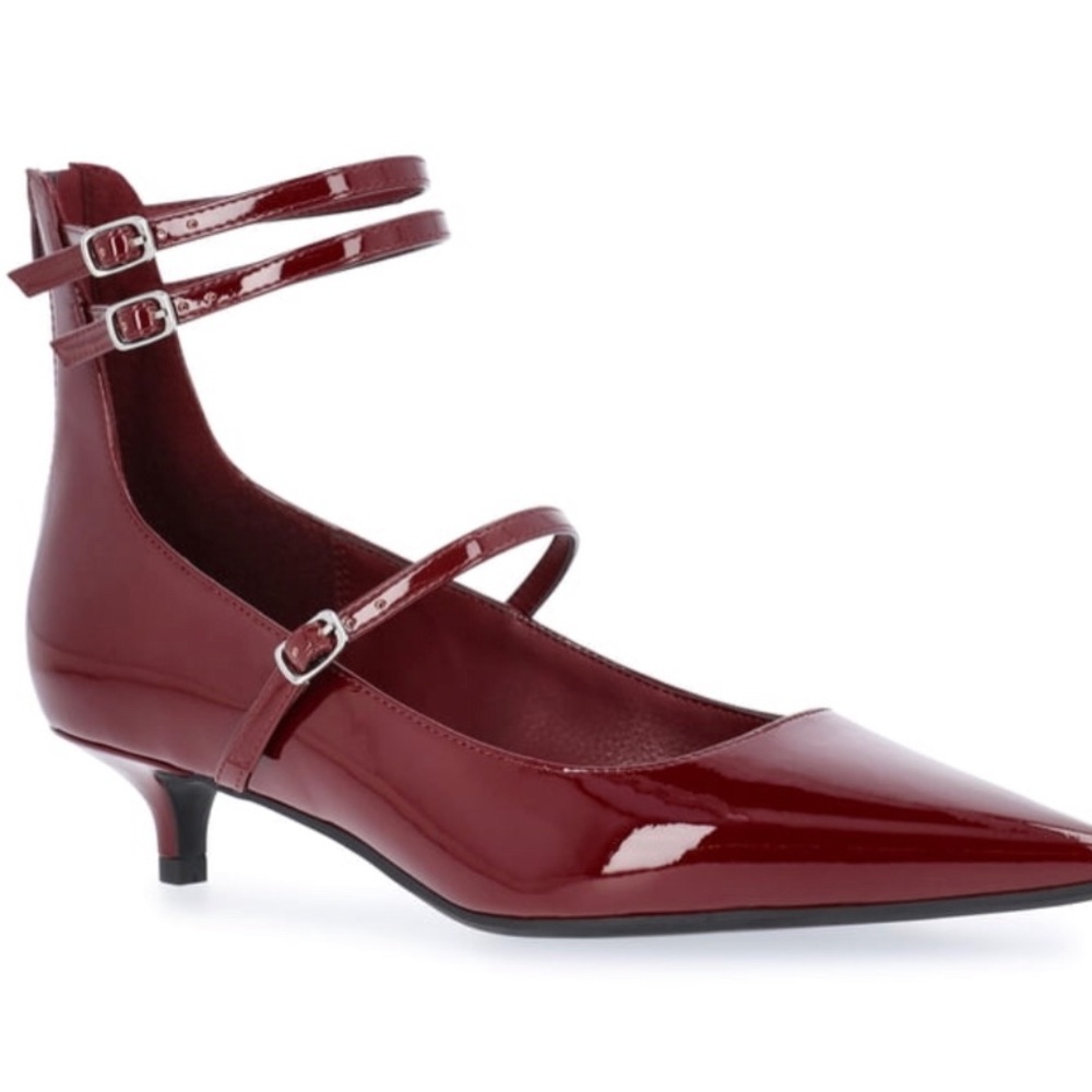 SCOOP Womens Pointed Toe Kitten Heel Shoes Size 6 1/2 Dark Burgundy New